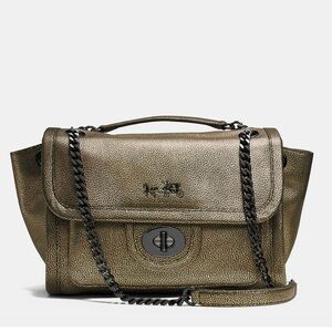 Coach Metallic Leather Ranger Flap Crossbody Shoulder Bag